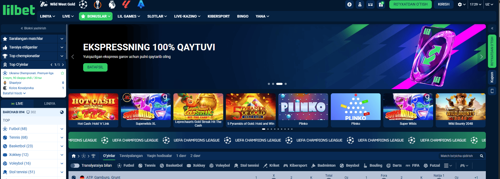 photo Lilbet O'zbekistonda onlayn kazino va sport tikishlari